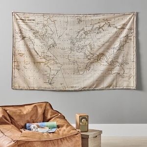 SOLD Pottery Barn Terns Atlas Map Wall Tapestry